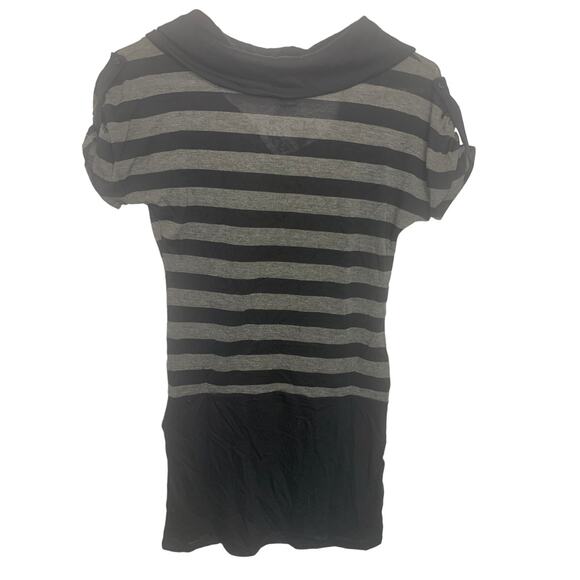 NEW Retro Mini Dress M Black Gray Delirious Los Angeles Y2K Cowl Neck Stretch - Picture 2 of 8